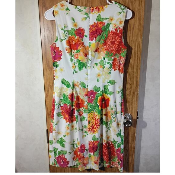 AGB Floral Sheath Dress Sleeveless Garden Party Career Chic Size 8 Brunch Spring - Picture 4 of 10